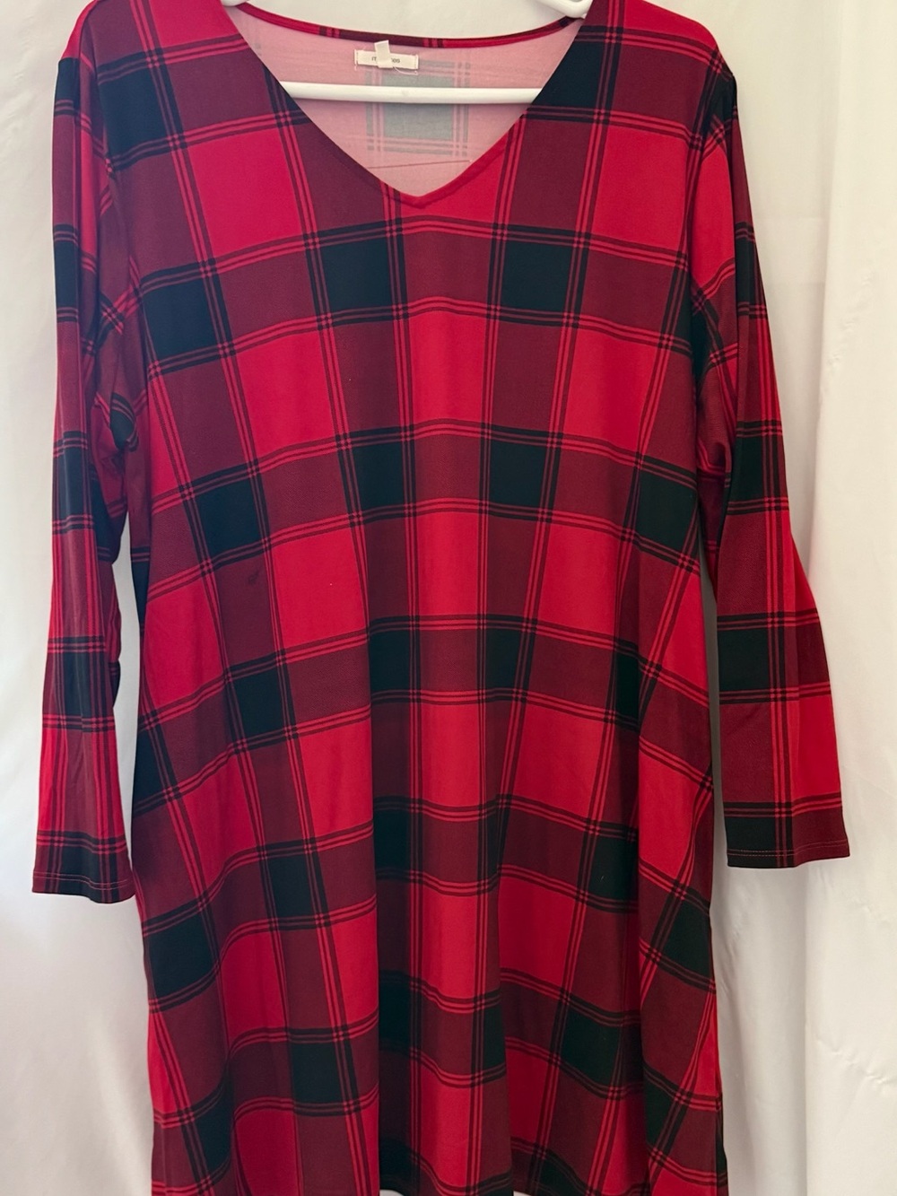 Maurices Red and Black Plaid Long Sleeve Dress